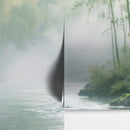 Foggy Bamboo Forest River Wallpaper Mural.