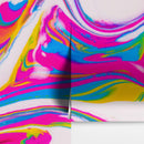 Vibrant Neon Ink Swirl Wallpaper. Abstract Pink, Yellow & Blue Colors.