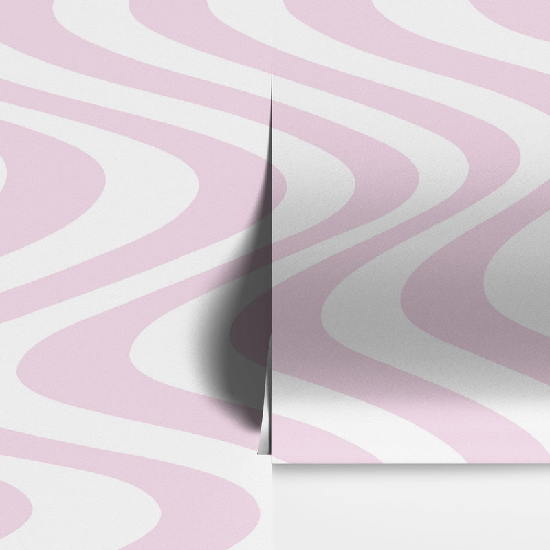 Pink Swirly Lines Abstract Wallpaper Mural.