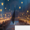 Floating Candles Great Hall Wallpaper Mural. Wizardly Dining Room Ambiance Wall Art.