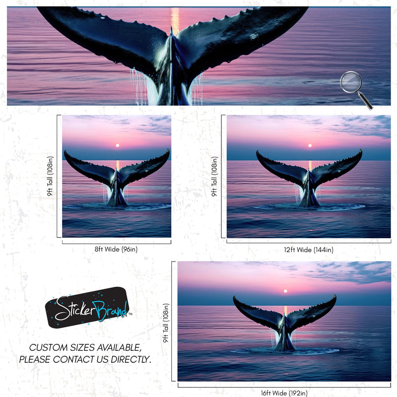 Whale Tail Wall Mural. Ocean Wallpaper.