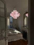 Round Pink Glass Chandelier