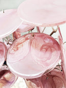 Round Pink Glass Chandelier