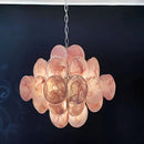 Round Pink Glass Chandelier