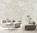 Beige Large Peonies Wallpaper