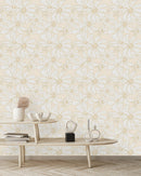 Voguish Beige Floral Wallpaper Chic