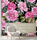 Elegant Brightly Pink Peonies Wallpaper