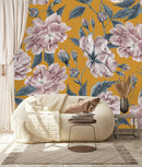 Elegant Modern Orange Wallpaper with Flowers