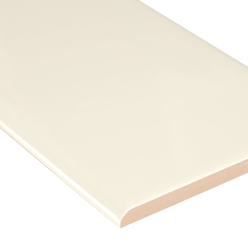 Almond Bullnose 4"x16" Glossy Ceramic Wall Tile - MSI Collection product shot edge tile view