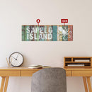 Customizable Coastal Coral Stripes Sign | Wall Art Print on Real Wood