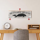 Personalized Coastal Manatee Rustic Wooden Sign | Wall Art Print on Real Wood | Customizable Nautical Beach House Home Decor