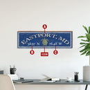 Customizable Coastal Navy Blue Latitude Longitude Sign | Wall Art Print on Real Wood