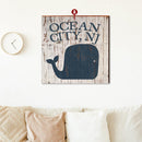 Customizable Navy & White Shabby Whale Sign | Wall Art Print on Real Wood