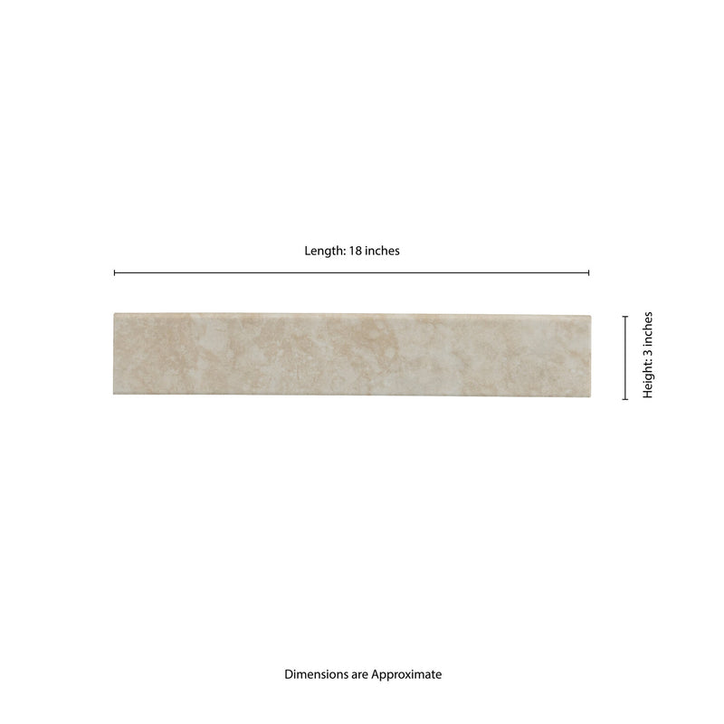 Ansello Ivory Bullnose 3"x18" Glazed Porcelain Wall Tile - MSI Collection product shot measure tile view