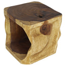 Haussmann Wood Natural Cube End Sofa Table 16x16x16 in Height Oak Oil