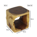 Haussmann Wood Natural Cube End Sofa Table 16x16x16 in Height Oak Oil