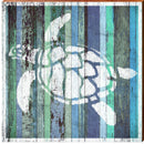 Sea Turtle Coastal Blue | Wall Art Print on Real Wood
