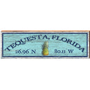 Tequesta, Florida Pineapple Blue Latitude Longitude | Wall Art Print on Real Wood