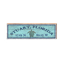 Stuart, Florida Latitude Longitude Sign | Wall Art Print on Real Wood