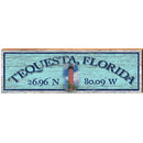 Tequesta, Florida Jupiter Lighthouse Blue Latitude Longitude | Wall Art Print on Real Wood
