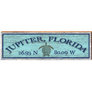 Jupiter, Florida Sea Turtle Blue Latitude Longitude | Wall Art Print on Real Wood
