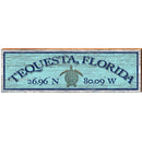 Tequesta, Florida Sea Turtle Blue Latitude Longitude | Wall Art Print on Real Wood