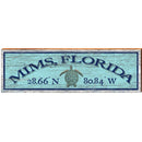 Mims, Florida Sea Turtle Blue Latitude Longitude | Wall Art Print on Real Wood