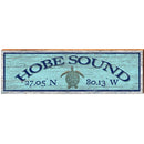 Hobe Sound Sea Turtle Blue Latitude Longitude | Wall Art Print on Real Wood