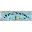 Hove Sound Pineapple Blue Latitude Longitude | Wall Art Print on Real Wood