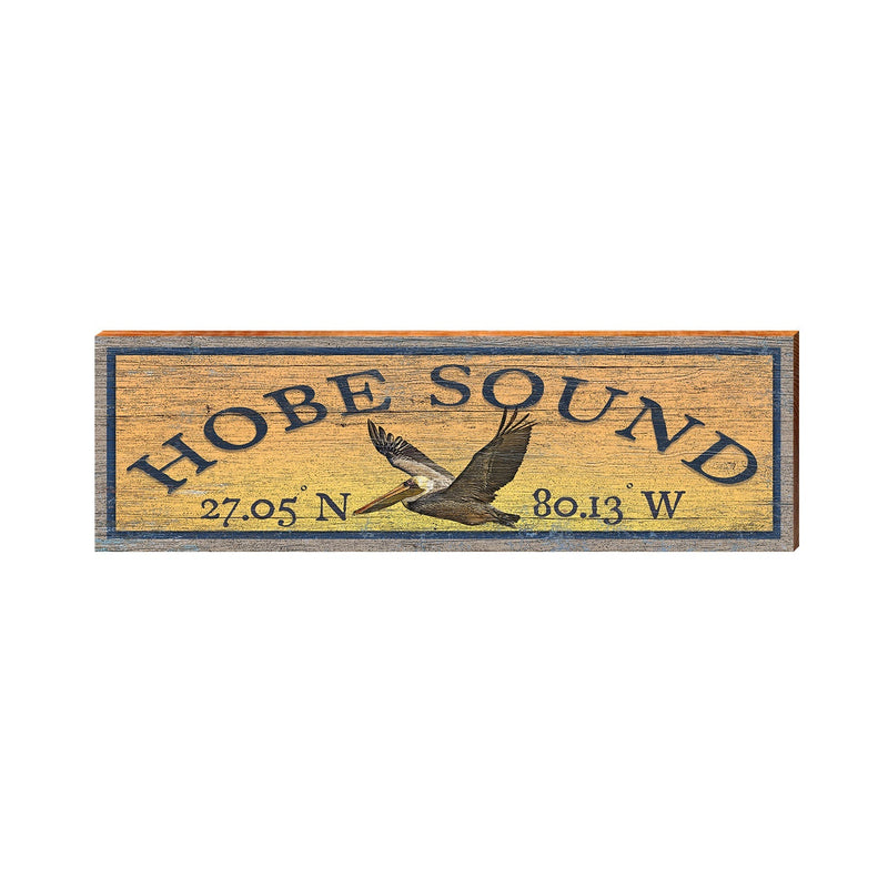 Hobe Sound Latitude Longitude Sign | Wall Art Print on Real Wood