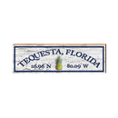 Tequesta, Florida Latitude Longitude Sign | Wall Art Print on Real Wood