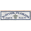 Jupiter Florida Sea Turtle shabby Latitude Longitude | Wall Art Print on Real Wood