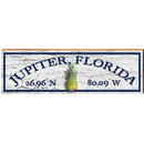 Jupiter, Florida Pineapple Shabby Latitude Longitude | Wall Art Print on Real Wood