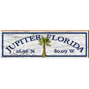 Jupiter Florida Palm Tree Shabby Latitude Longitude | Wall Art Print on Real Wood