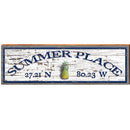 Summer Place Pineapple Shabby Latitude Longitude | Wall Art Print on Real Wood