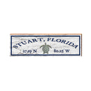 Stuart, Florida Latitude Longitude Sign | Wall Art Print on Real Wood