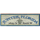 Jupiter, Florida Sea Turtle White Latitude Longitude | Wall Art Print on Real Wood