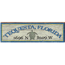 tequesta, Florida Sea Turtle White Latitude Longitude | Wall Art Print on Real Wood
