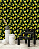 Contemporary Black Wallpaper with Lemons Vogue