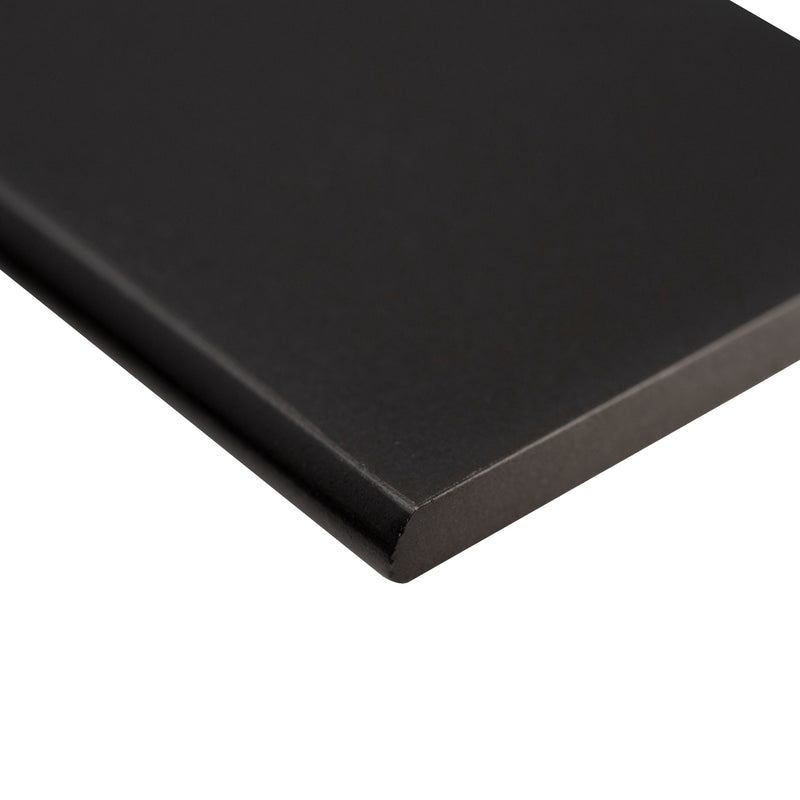 Black Bullnose 4"x24" Glazed Porcelain Wall Tile - MSI Collection product shot edge view