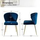 Navy Blue Velvet Upholstered Wingback Accent Side Chair w/ Gold Metal Legs