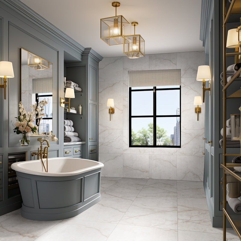 Brighton Gold 24"x24" Matte Porcelain Floor and Wall Tile - MSI Collection bath view