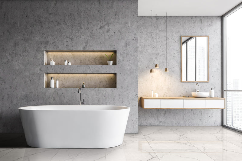 Brighton Grey 24"x24" Polished Porcelain Floor and Wall Tile - MSI Collection bath view