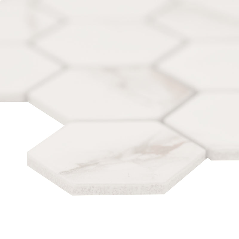 Brighton Grey 12"x12" Hexagon Polished Porcelain Mosaic Floor and Wall Tile - MSI Collection edge view