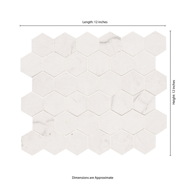 Brighton Grey 12"x12" Hexagon Matte Porcelain Mosaic Floor and Wall Tile - MSI Collection measurement view