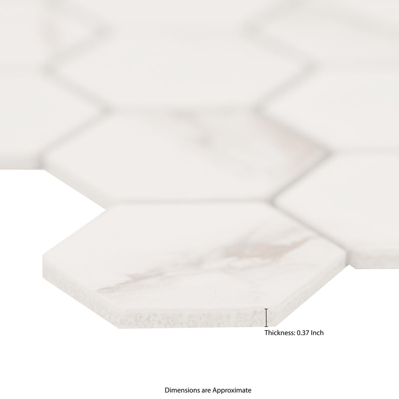Brighton Grey 12"x12" Hexagon Matte Porcelain Mosaic Floor and Wall Tile - MSI Collection edge view 2