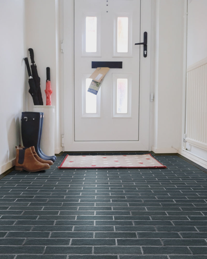 Capella cobble brick 2.13x10 matte porcelain floor and wall tile NCAPCOBBRI2X10 product shot lobby view