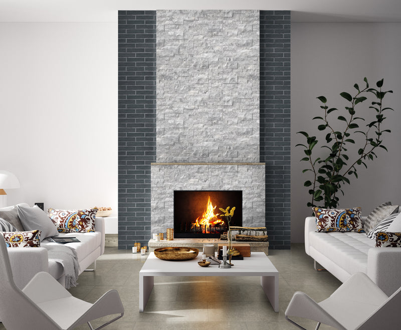 Capella cobble brick 2.13x10 matte porcelain floor and wall tile NCAPCOBBRI2X10 product shot firewall view