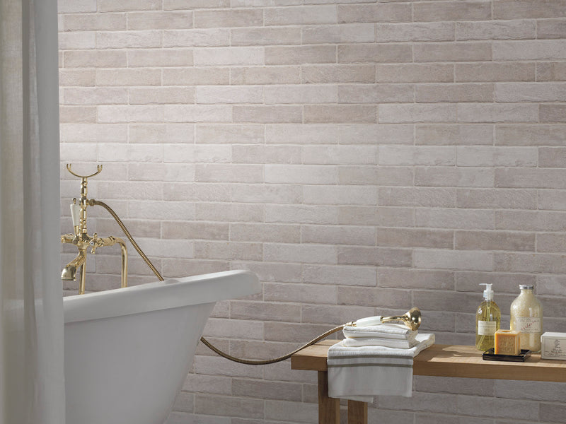 MSI brick collection capella ivory brick NCAPIVOBRI2X10 glazed porcelain floor wall tile bath view