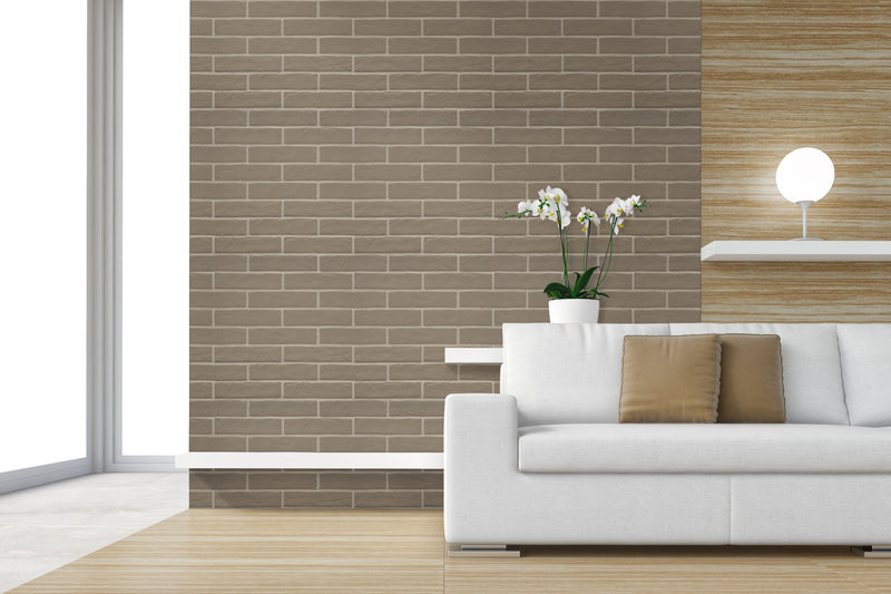 Capella Putty Brick 2.33"x10" Matte Porcelain Floor and Wall Tile - MSI Collection living room sofa view